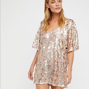 NEVER WORN Free People Gold Sequin T Shirt Dress